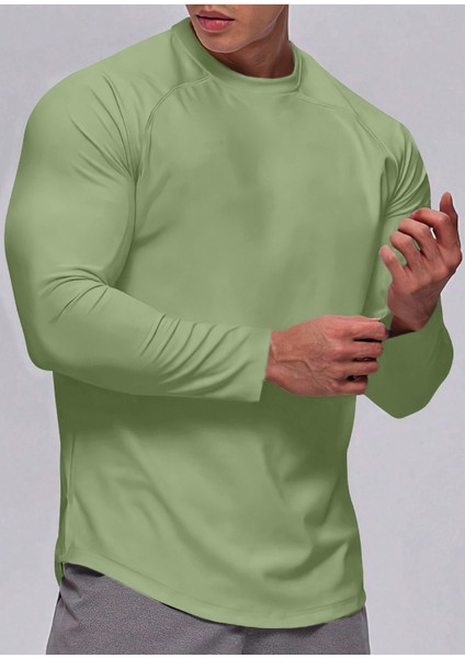 Erkek Running Sports Reglan Oval Kesim Uzun Kollu Pamuklu Penye T-Shirt fiyatları