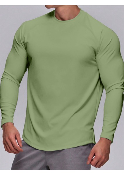 Erkek Running Sports Reglan Oval Kesim Uzun Kollu Pamuklu Penye T-Shirt modelleri