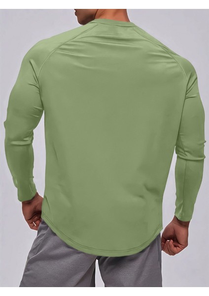 Erkek Running Sports Reglan Oval Kesim Uzun Kollu Pamuklu Penye T-Shirt fırsatları