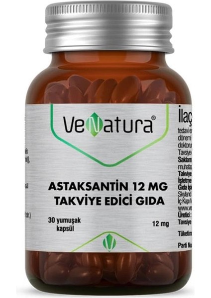 Venatura Astaksantin Takviye Edici Gıda 30 Yumuşak Kapsül