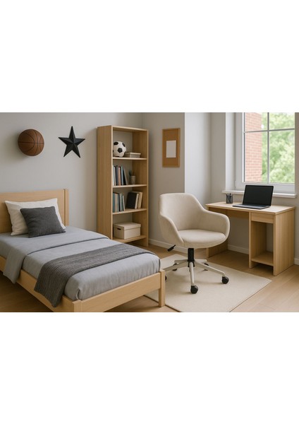 Monev 1 Bej Kumaş, Metal Ayaklı, Ev ve Ofis Çalışma Koltuğu – Öğrenci, Ofis, Büro, Bilgisayar Sandalyesi