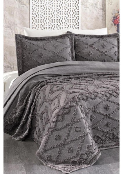 Umay Şönil Çift Kişilik Yatak Örtüsü Antrasit