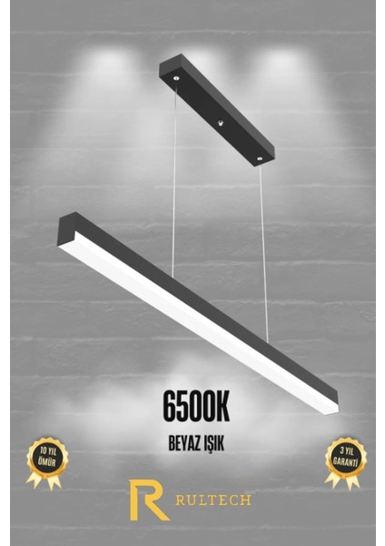 Magro 120CM ( Siyah Kasa, Beyaz Işık 6500K ) Sarkıt Modern LED Avize, Salon, Mutfak, Masa