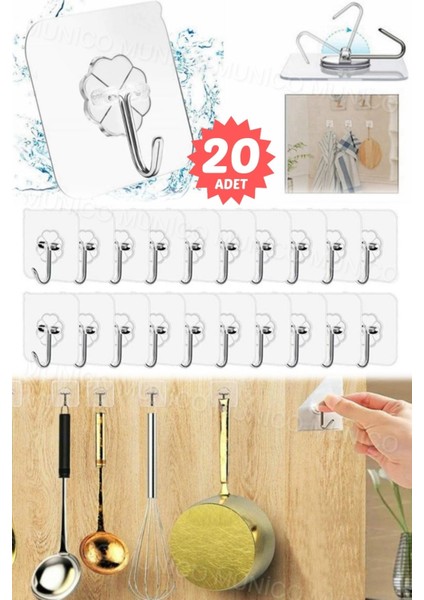 20 Adet Çok Amaçlı Yapışkanlı Kanca Askılık Banyo Mutfak Havlu Oda Için Krom Güçlü Yapışkan Kancalar fırsatları