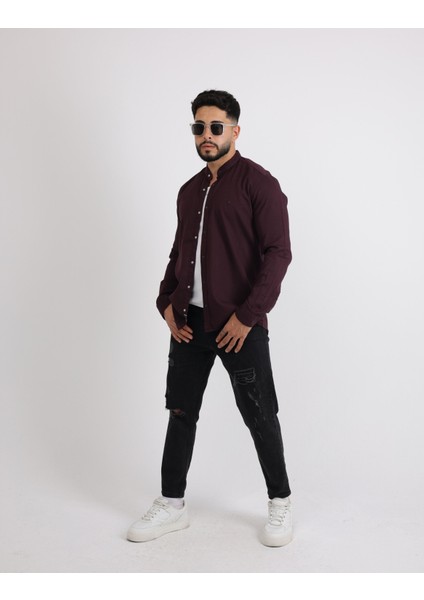 Likralı Pamuklu Armürlü Kumaş Casual Modern Erkek Gömlek