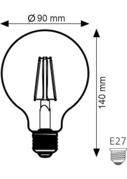 K2 KES606 6 Watt G95 LED Rustik Glop Ampul - Sarı Işık (2700K) Gün Işığı E27 Rustik Ampul 6 Watt Yok modelleri