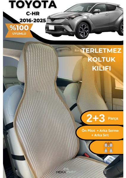 Terletmez Oto Koltuk Koruyucu Kılıf %100 Pamuk 5 Li Tam Set Krem Toyota C-Hr