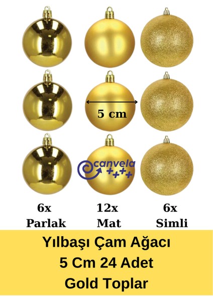 24 Adet Premium Yılbaşı Çam Ağacı Süsleri 5 cm Lüx Yılbaşı Topu fiyatları
