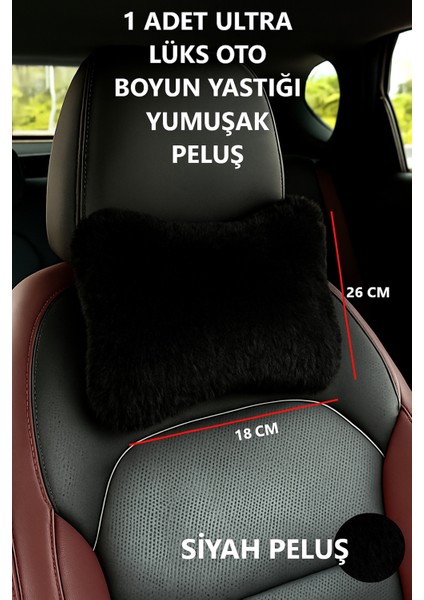 Siyah Peluş 1 Adet Oto Boyun Yastığı – Yumuşak, Şık ve Dayanıklı