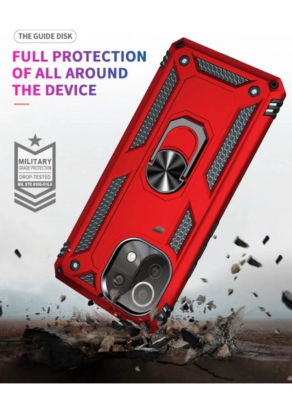 Xiaomi Mi 11 Lite Kılıf Sofya Yüzüklü Silikon Kapak - Kırmızı fırsatları
