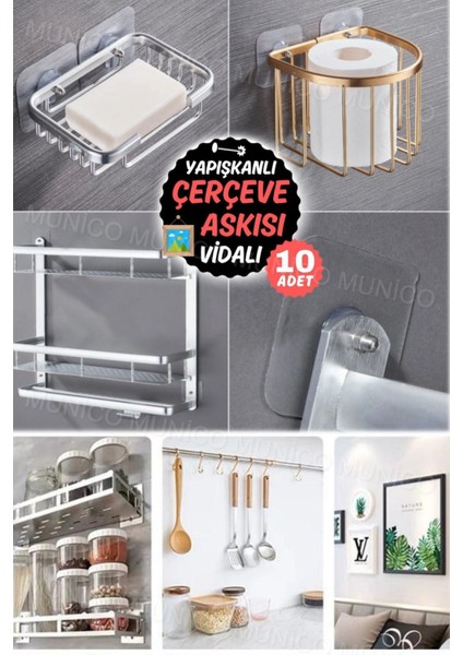10 Adet Şeffaf, Güçlü ve Tekrar Kullanılabilir 10'li Set ile Duvarınıza Zarar Vermeden Asın Çivi modelleri