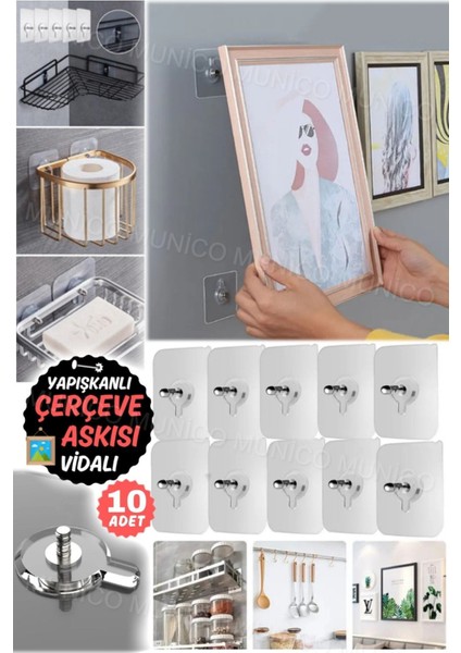 10 Adet Şeffaf, Güçlü ve Tekrar Kullanılabilir 10'li Set ile Duvarınıza Zarar Vermeden Asın Çivi fırsatları