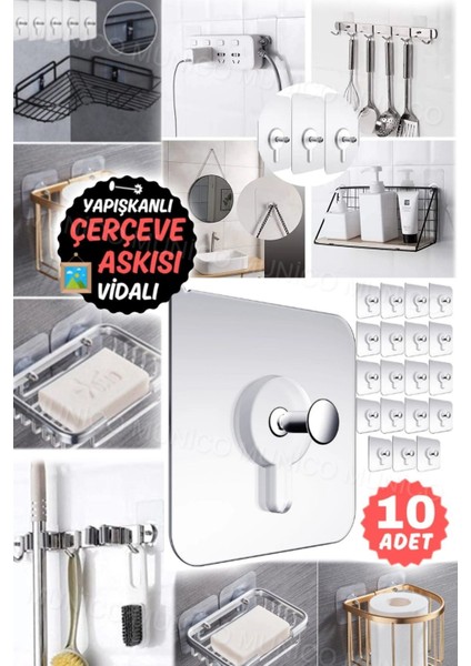 10 Adet Şeffaf, Güçlü ve Tekrar Kullanılabilir 10'li Set ile Duvarınıza Zarar Vermeden Asın Çivi indirimleri