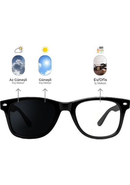 Bruno Fotokromik 2 'in 1 ( Mavi Işık Koruma ve Güneş ) Gözlük