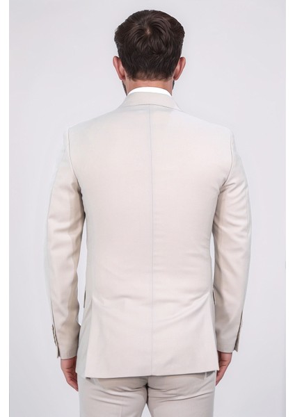 Slim Fit Sivri Yaka Kruvaze Bej Takım Elbise indirimleri