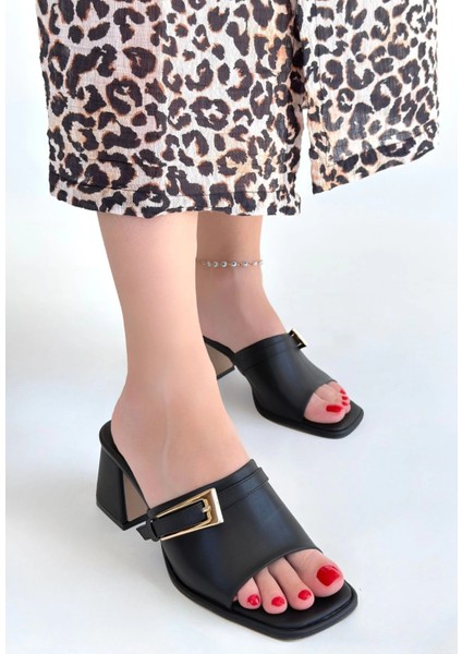 Ziva Siyah Cilt Topuklu Terlik fiyatları