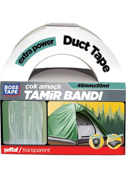 Şeffaf Duct Tape Tamir Bandı EN:48MM BOY:50MT Tamir Bandı Şeffaf