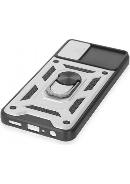 Samsung Galaxy A04E Kılıf Pars Lens Yüzüklü Silikon - Gümüş indirimleri