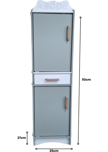 Ahşap Oyuncak Buzdolabı | Eğitici Rol Oyunu Dolabı | 93X25X27 cm