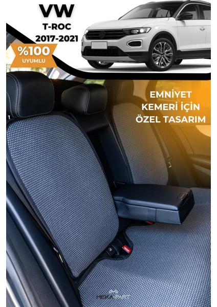 Terletmez Oto Koltuk Koruyucu Kılıf %100 Pamuk 5 Li Tam Set Füme Vw T-Roc fiyatları