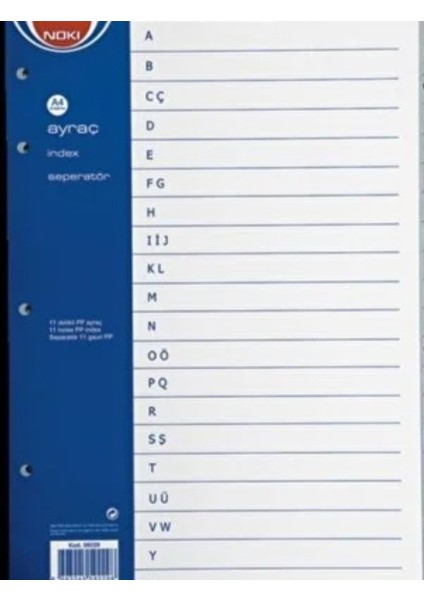 A-Z Harfli Index Ayraç