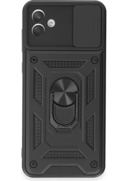 Samsung Galaxy A04E Kılıf Pars Lens Yüzüklü Silikon - Siyah