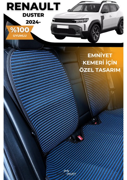 Terletmez Oto Koltuk Koruyucu Kılıf %100 Pamuk 5 Li Tam Set Mavi Siyah Renault Duster fiyatları