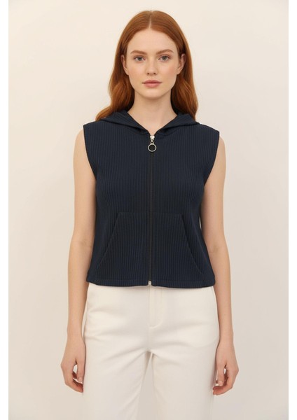 Laci Fermuarlı Sıfır Kol Kadın Yelek 8201A