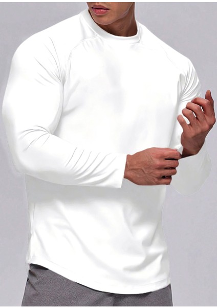 Erkek Running Sports Reglan Oval Kesim Uzun Kollu Pamuklu Penye T-Shirt fiyatları