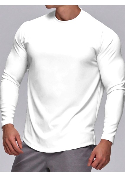 Erkek Running Sports Reglan Oval Kesim Uzun Kollu Pamuklu Penye T-Shirt modelleri