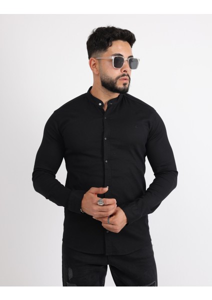 Likralı Pamuklu Armürlü Kumaş Casual Modern Erkek Gömlek