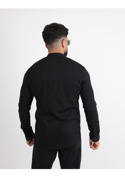 Likralı Pamuklu Armürlü Kumaş Casual Modern Erkek Gömlek fırsatları