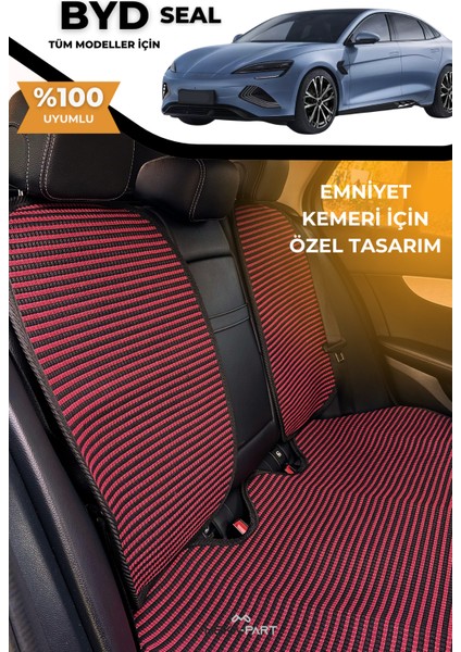 Terletmez Oto Koltuk Koruyucu Kılıf %100 Pamuk 5 Li Tam Set Kırmızı Siyah Byd Seal fiyatları