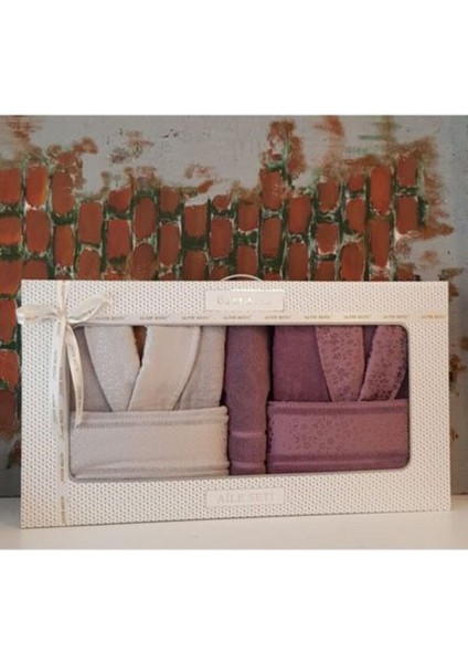 Camellia Happy Aile Bornoz Seti Gri Mürdüm