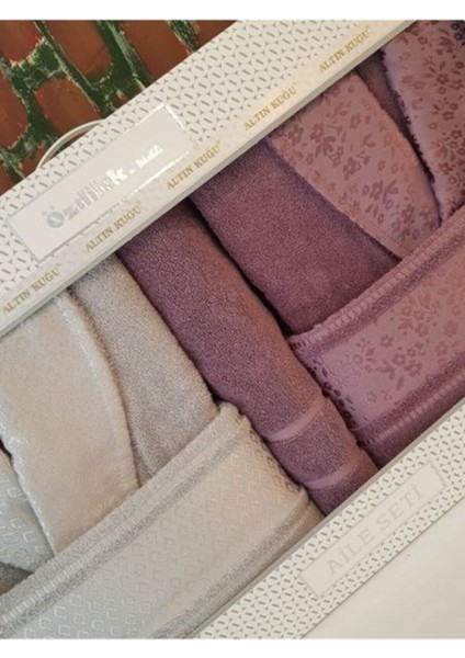 Camellia Happy Aile Bornoz Seti Gri Mürdüm fiyatları