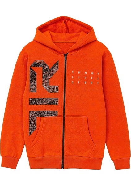 Erkek Çocuk Fermuarlı Sweatshirt Erkek Çocuk Sweatshirt Fermuarlı Turuncu