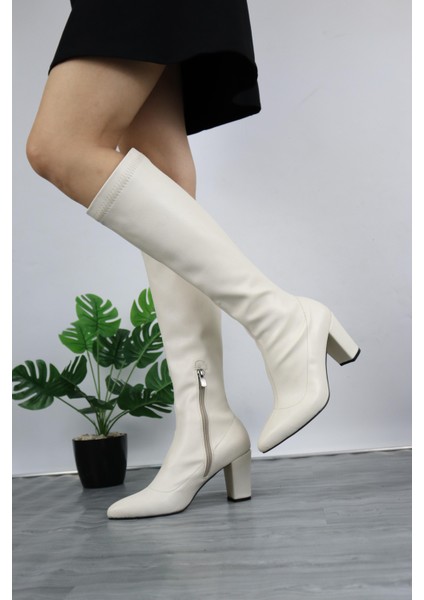 Kadın Kalın Topuk Streç Çizme