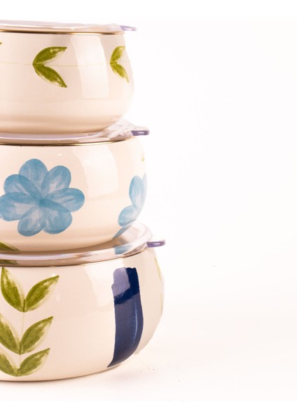 Bloom 3 Lü Emaye Saklama Kabı Takımı (Tüm Ocak Tiplerinde Kullanılabilir) modelleri