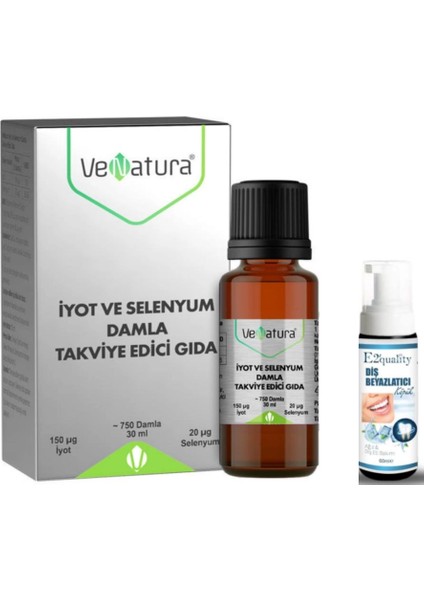 Venatura Iyot ve Selenyum Damla Takviye Edici Gıda 30 ml - Diş Beyazlatıcı Köpük Hediye