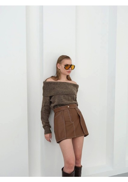 Kontrast Deri Etek Kahve W260015 fırsatları