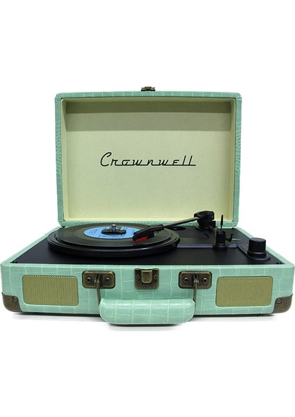Crownwell Turntable Suitcase Cr Series Pikap Su Yeşili