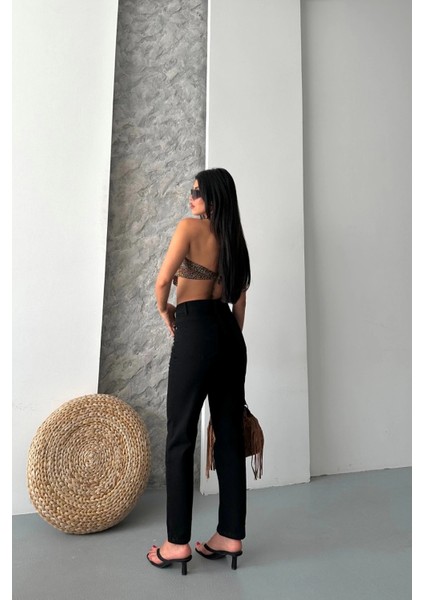 Mom Fit Enzim Taş Yıkama Jeans Pantolon Siyah D2006 modelleri