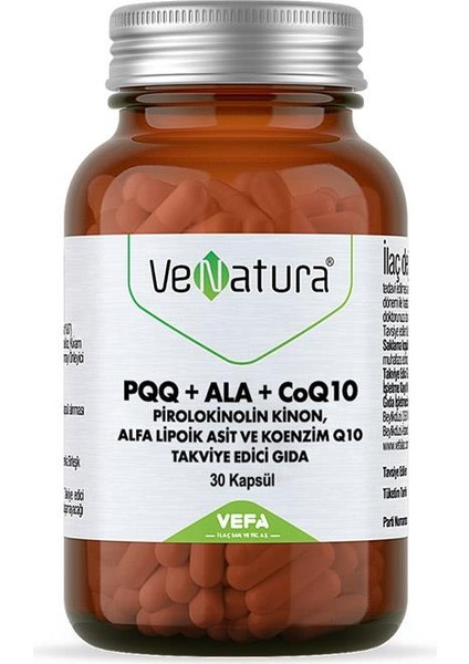 Venatura PQQ+ALA+COQ10 Takviye Edici Gıda 30 Kapsül