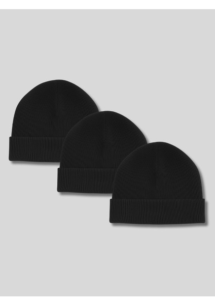 Unisex 3'lü Basic Katlamalı Bere