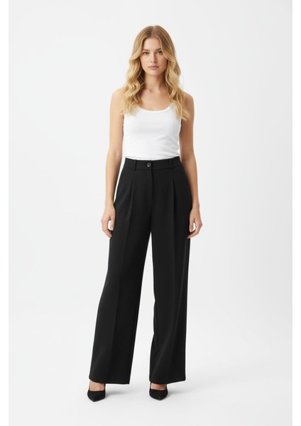 Laci Tek Düğmeli Pensli Kadın Pantolon 5011