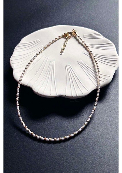 Beyaz ve Sarı Renk Boncuklu Kolye 429