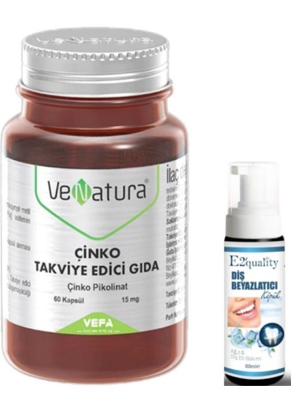 Venatura Çinko Takviye Edici Gıda 60 Kapsül - Diş Beyazlatıcı Köpük Hediye