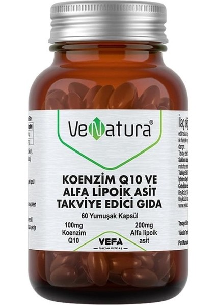 Venatura Koenzim Q10 ve Alfa Lipoik Asit 60 Yumuşak Kapsül