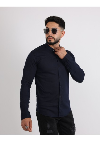 Likralı Pamuklu Armürlü Kumaş Casual Modern Erkek Gömlek modelleri