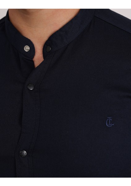 Likralı Pamuklu Armürlü Kumaş Casual Modern Erkek Gömlek